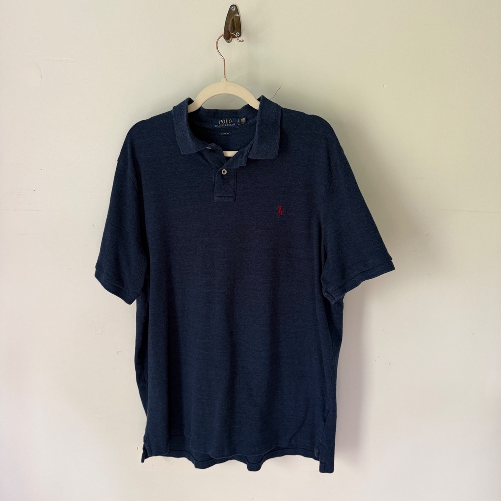 Polo Ralph Lauren Mens XL Classic Fit Polo Shirt Navy Blue Short Sleeve Red Pony